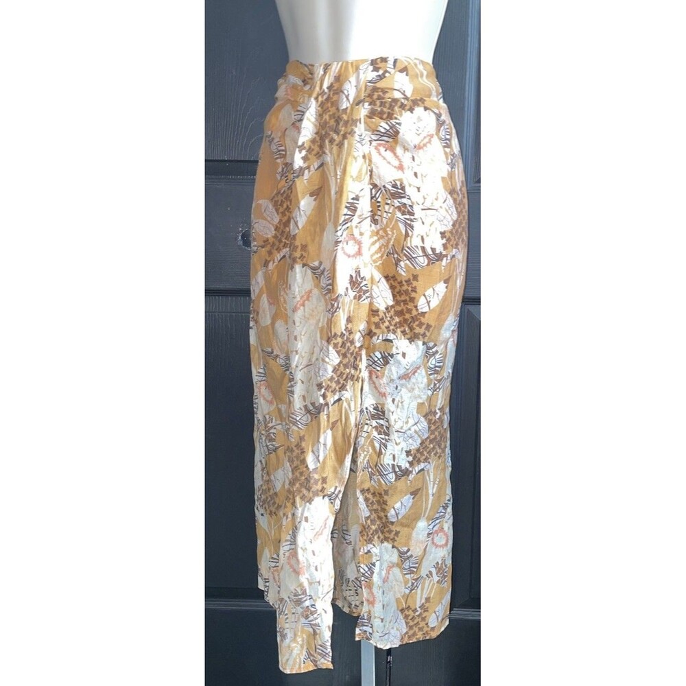 Lulus Away to Islands Marigold Tropical Wrap Maxi Skirt S NWT